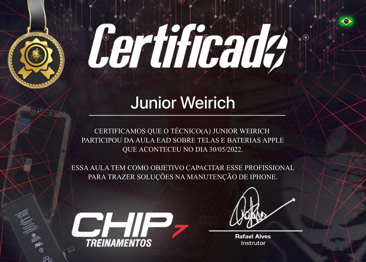 Certificado IPX - Especialização em reparo Apple 7